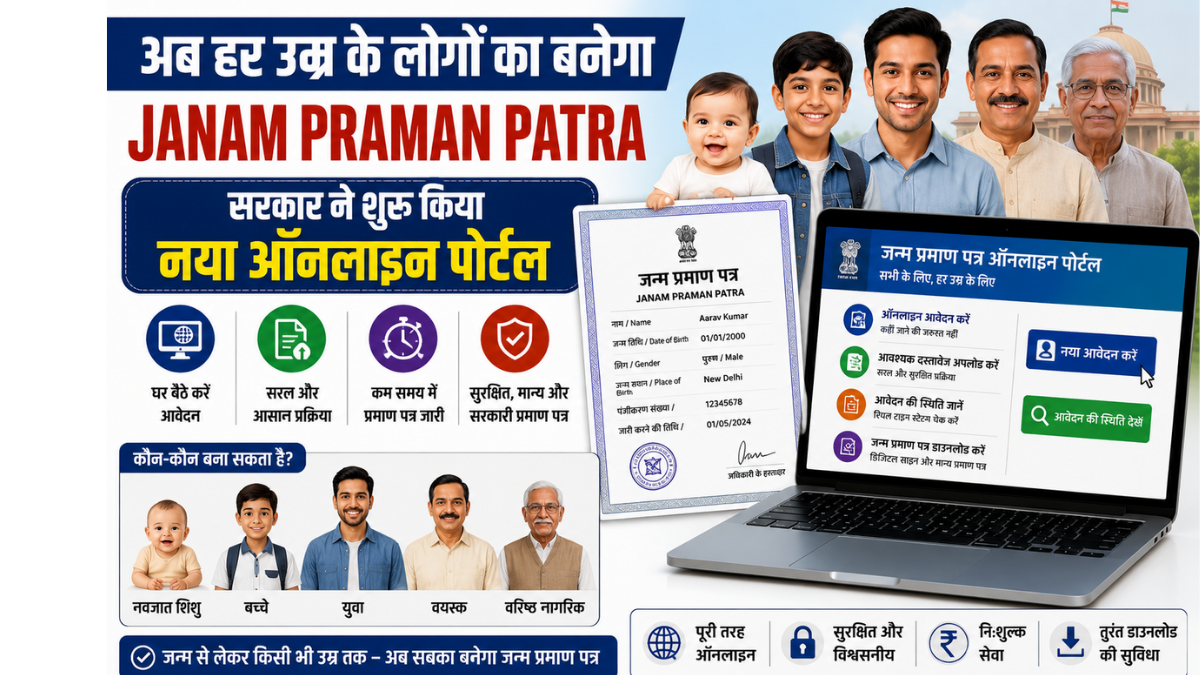 अब हर उम्र के लोगों का बनेगा Janam praman patra, सरकार ने शुरू किया नया ऑनलाइन पोर्टल